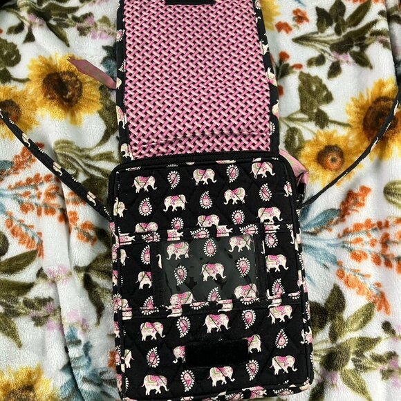 Vera Bradley Mini Hipster Bag Pink Elephant Quilted Paisley Crossbody - Picture 3 of 8